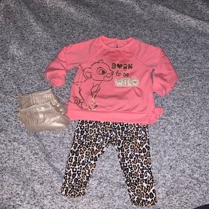 Baby girl lion king born to be wild outfit gold